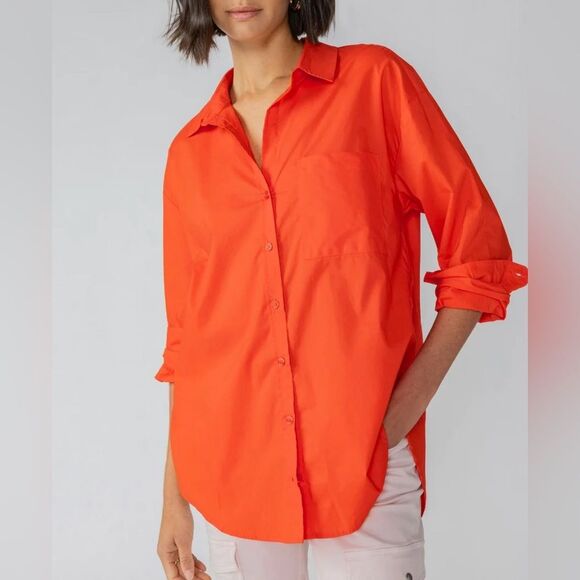 NWT Sanctuary slit back poplin shirt cb2152cq7 size M - Picture 2 of 10